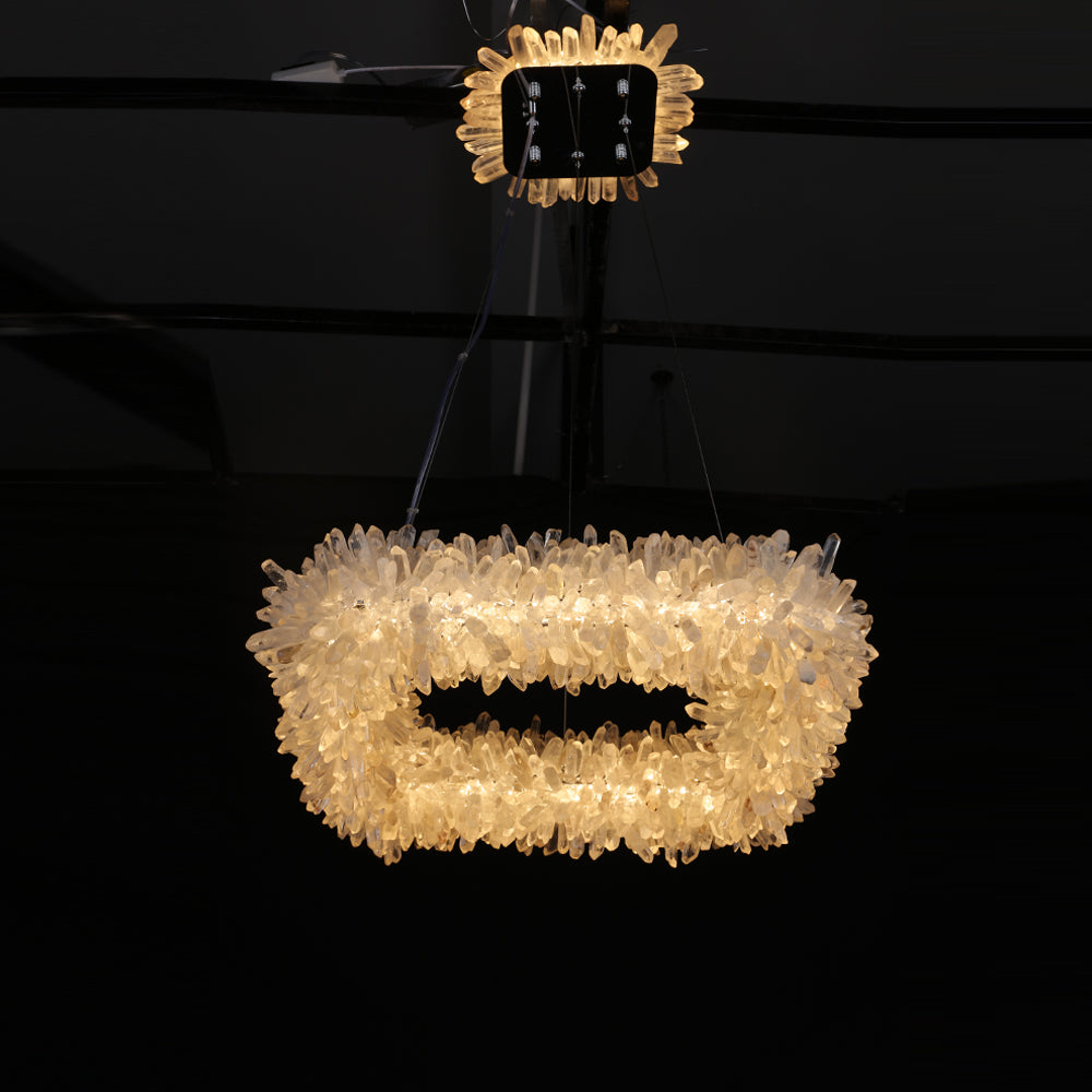 Cervine Quartz Stone Square Geode Quartz Crystal Chandelier by Bling Lighting Studio