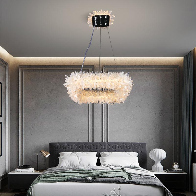 Cervine Quartz Stone Square Geode Quartz Crystal Chandelier by Bling Lighting Studio