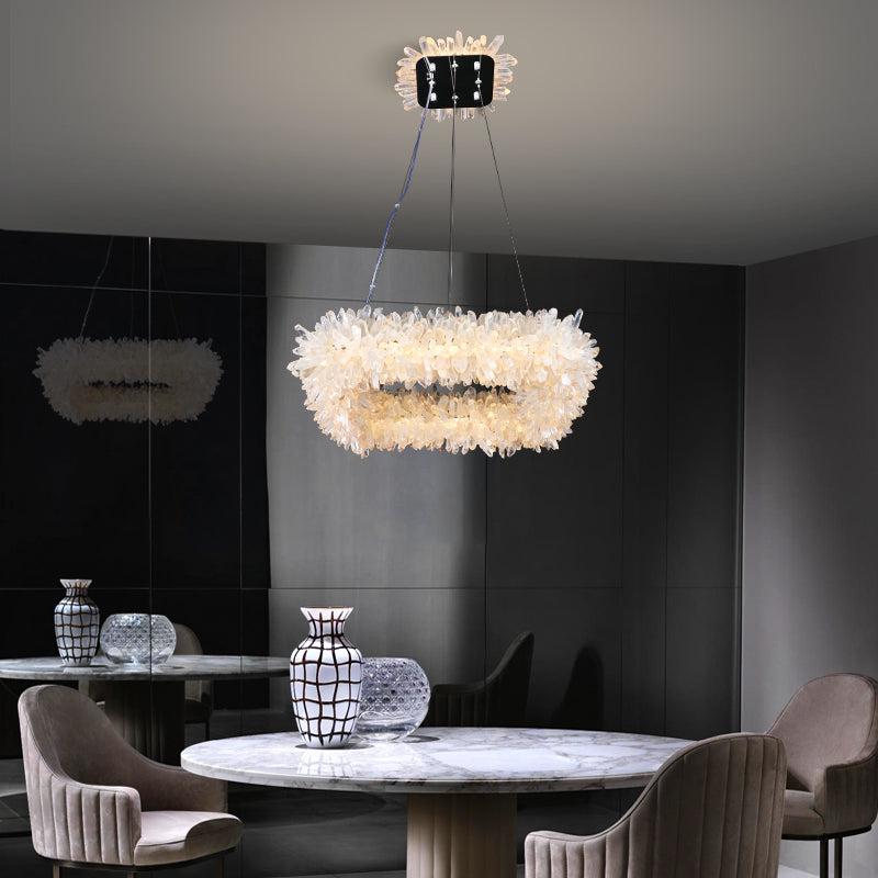 Cervine Quartz Stone Square Geode Quartz Crystal Chandelier by Bling Lighting Studio
