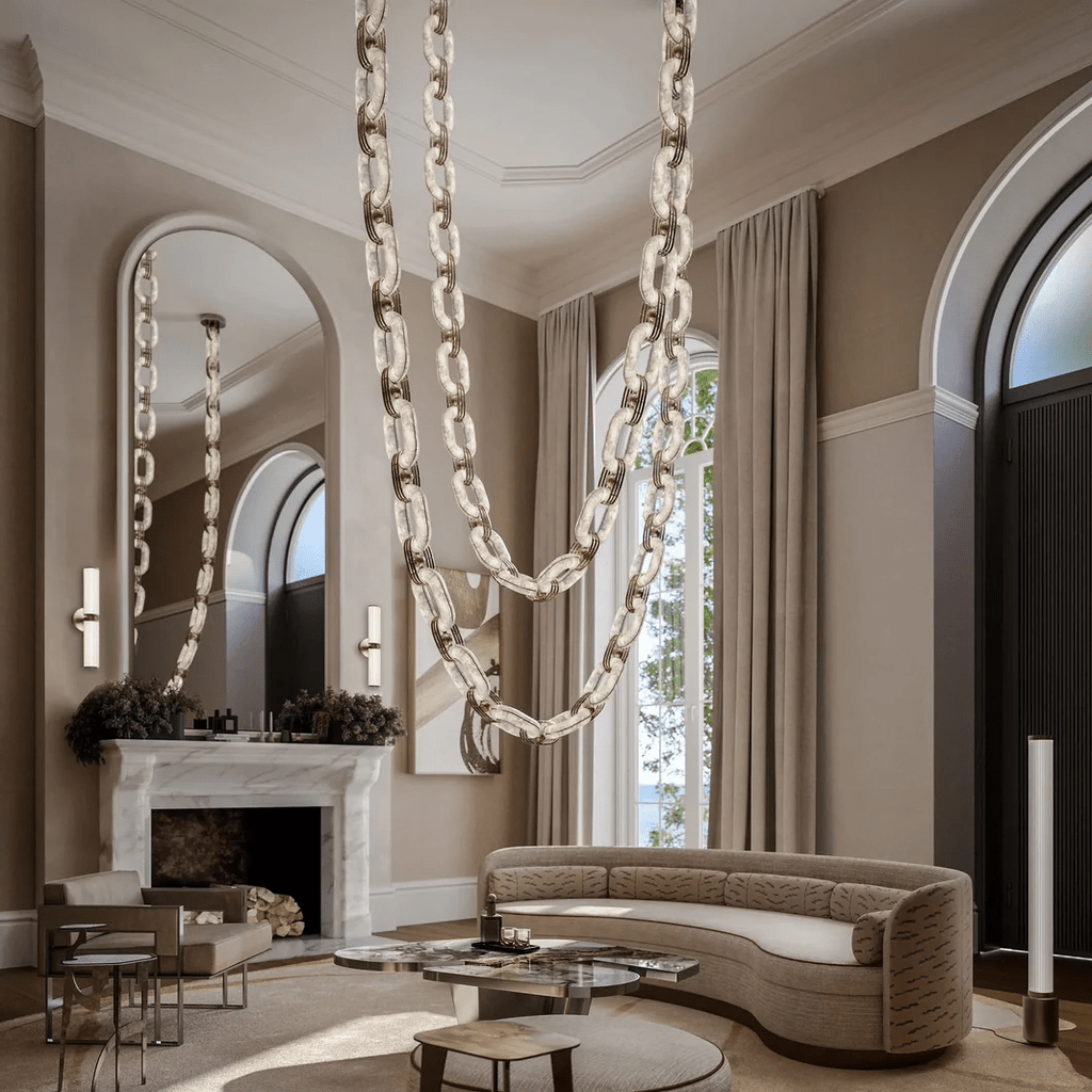 Chain Alabaster Chandelier by Bling Lighting Studio
