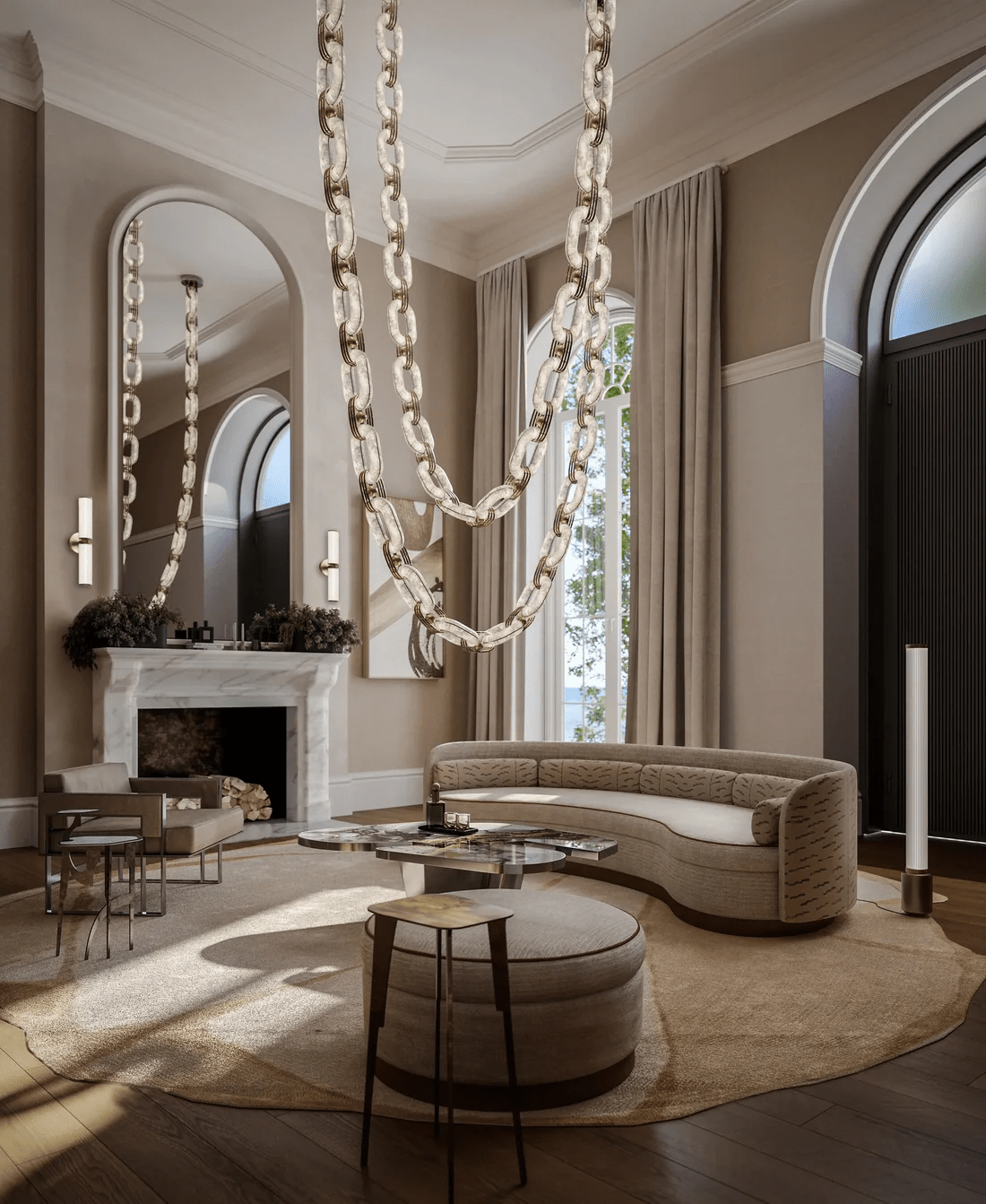 Chain Alabaster Chandelier by Bling Lighting Studio