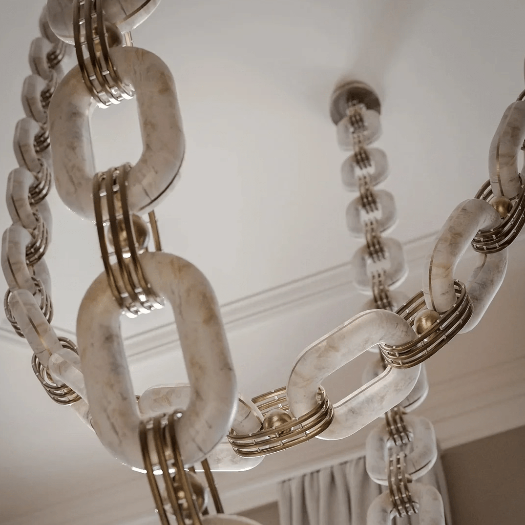 Chain Alabaster Chandelier by Bling Lighting Studio
