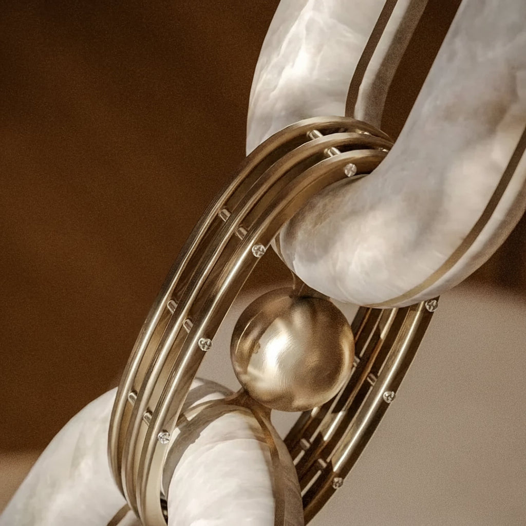 Chain Alabaster Chandelier by Bling Lighting Studio