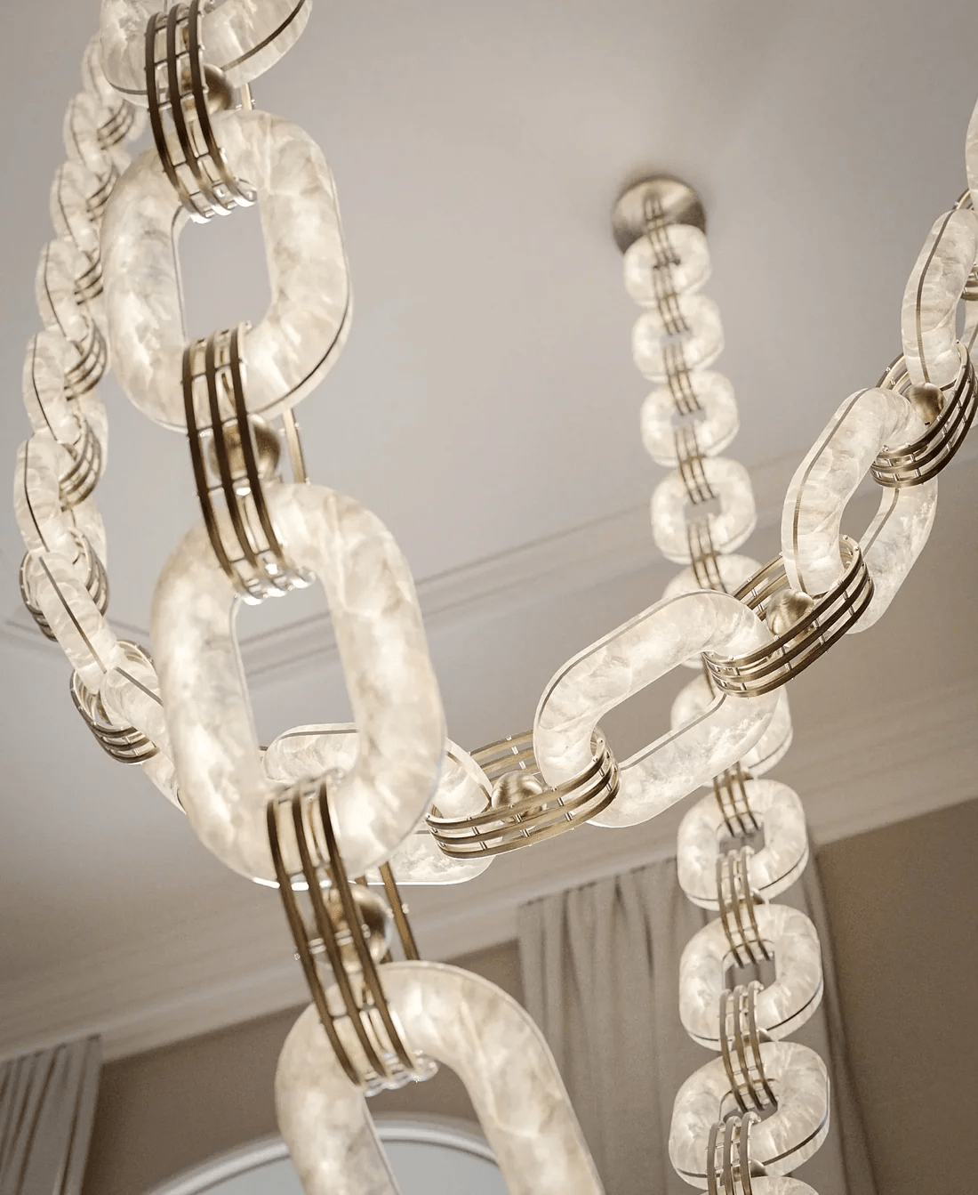Chain Alabaster Chandelier by Bling Lighting Studio