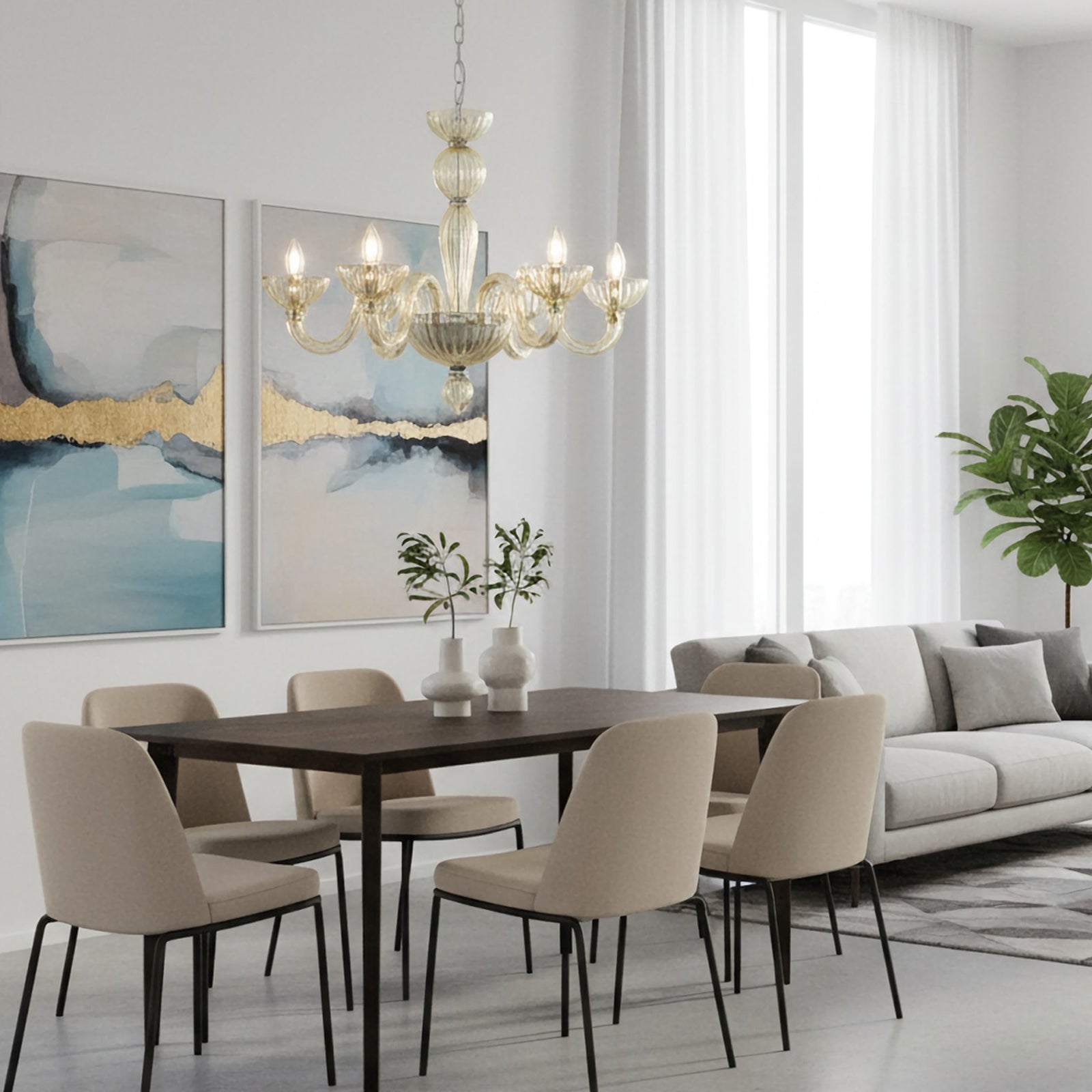 Champagne Ares Murano Glass Chandelier additional product view