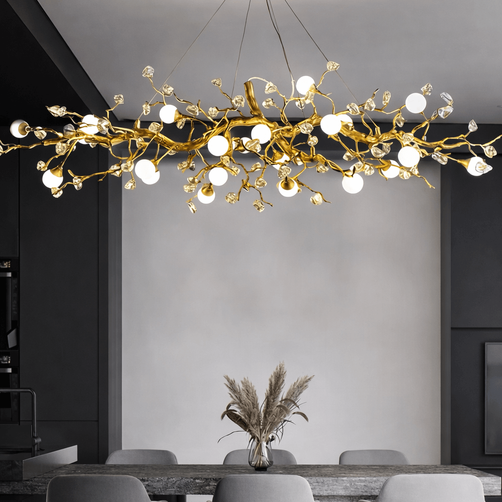Albero Sculptural Gold Branch Chandelier by Bling Lighting Studio