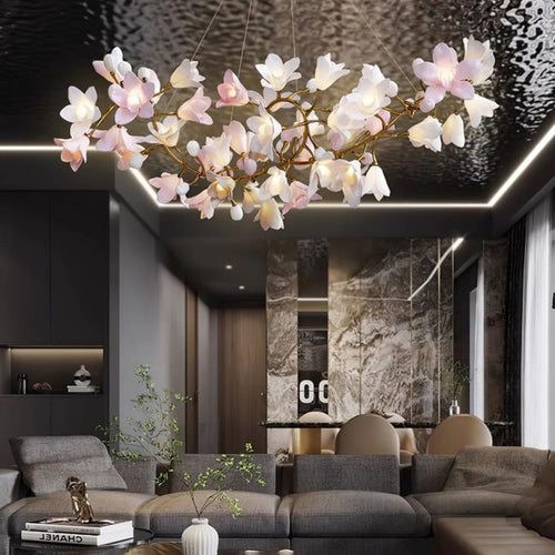 Circular Branch Blossom Chandelier by Bling Lighting Studio