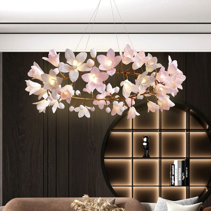 Circular Branch Blossom Chandelier by Bling Lighting Studio