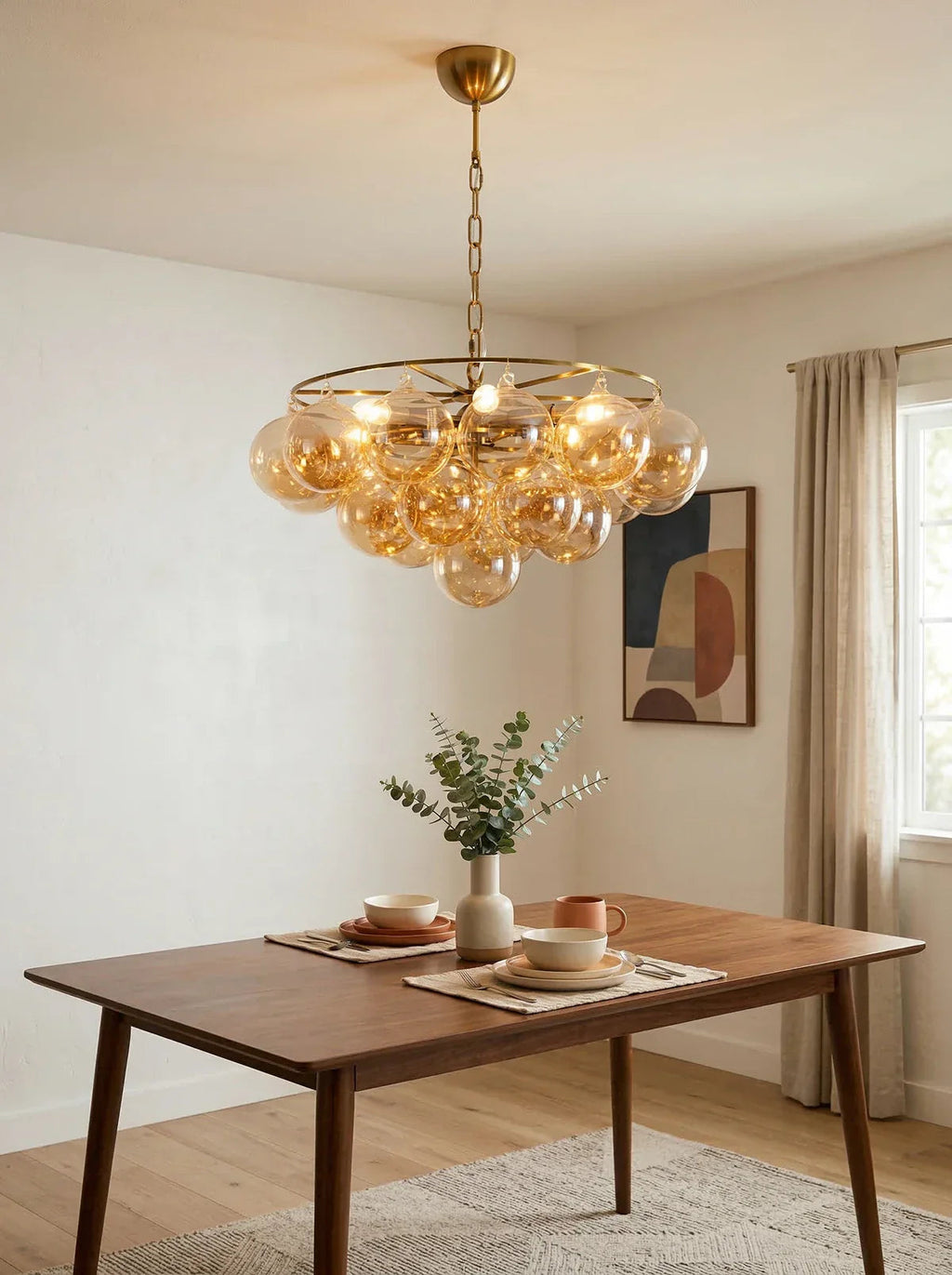 Circular Multi-Head Glass Ball Bubble Chandelier detail view