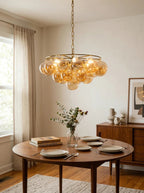 Circular Multi-Head Glass Ball Bubble Chandelier material and finish detail