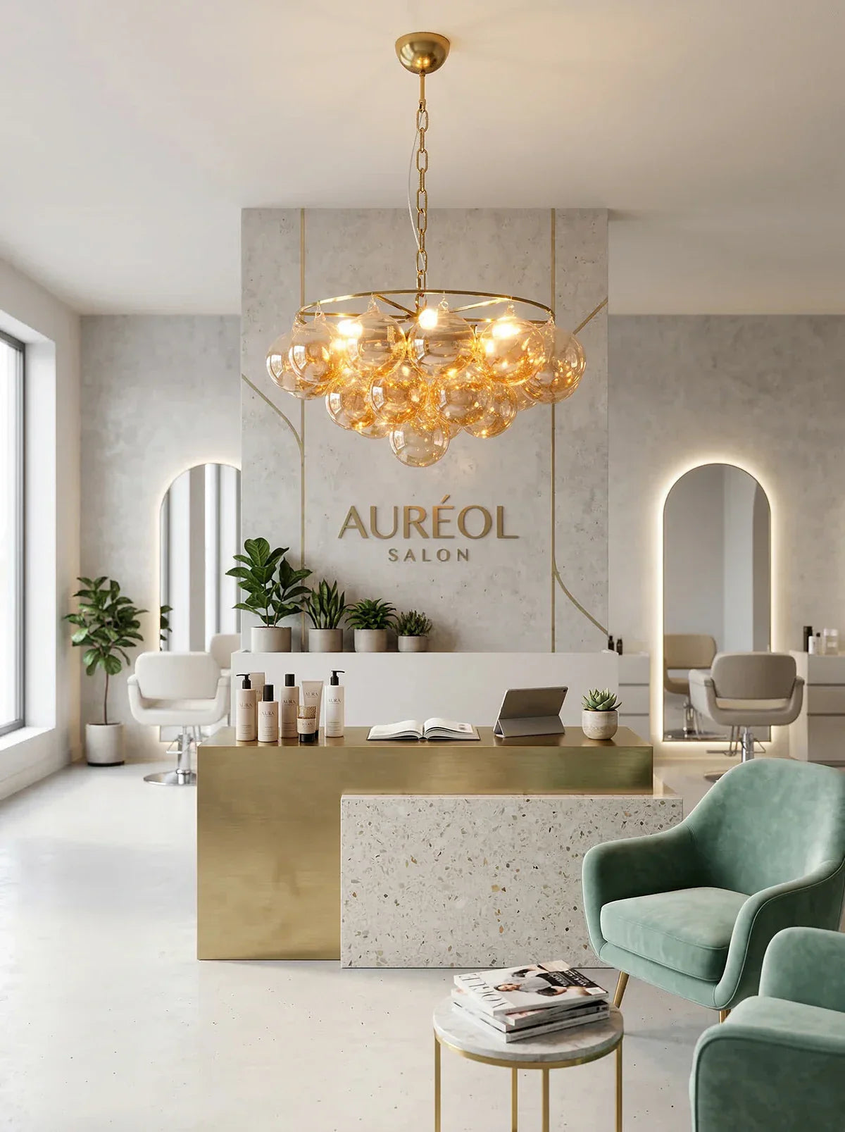 Circular Multi-Head Glass Ball Bubble Chandelier product image