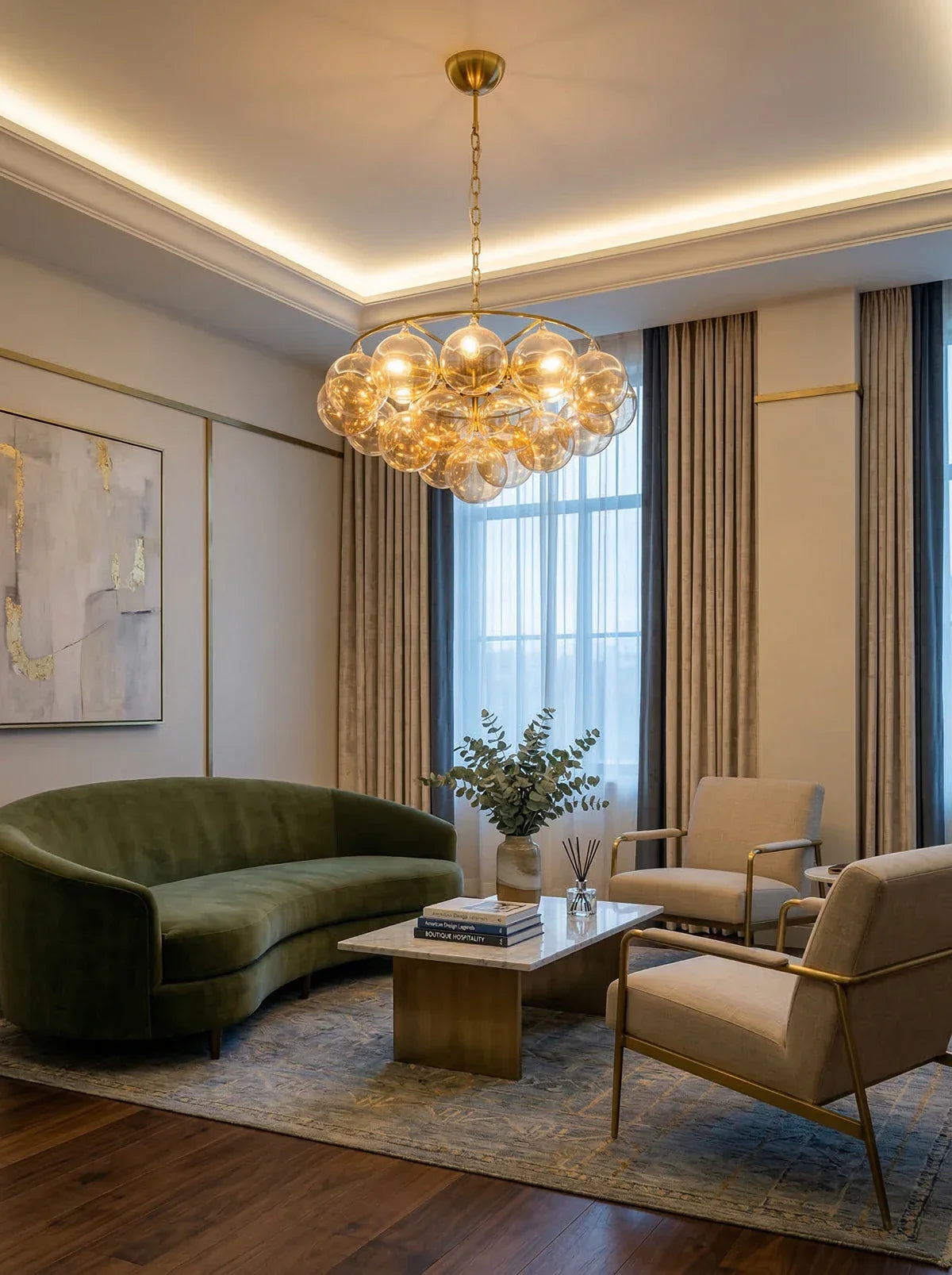 Circular Multi-Head Glass Ball Bubble Chandelier product image