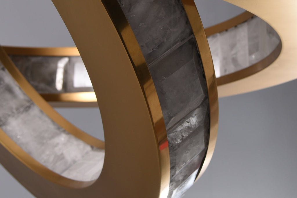 Clayhart-I Rock Crystal Pendant Brass by Bling Lighting Studio