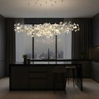 Collar Branch Glass Leaf Linear Chandelier by Bling Lighting Studio