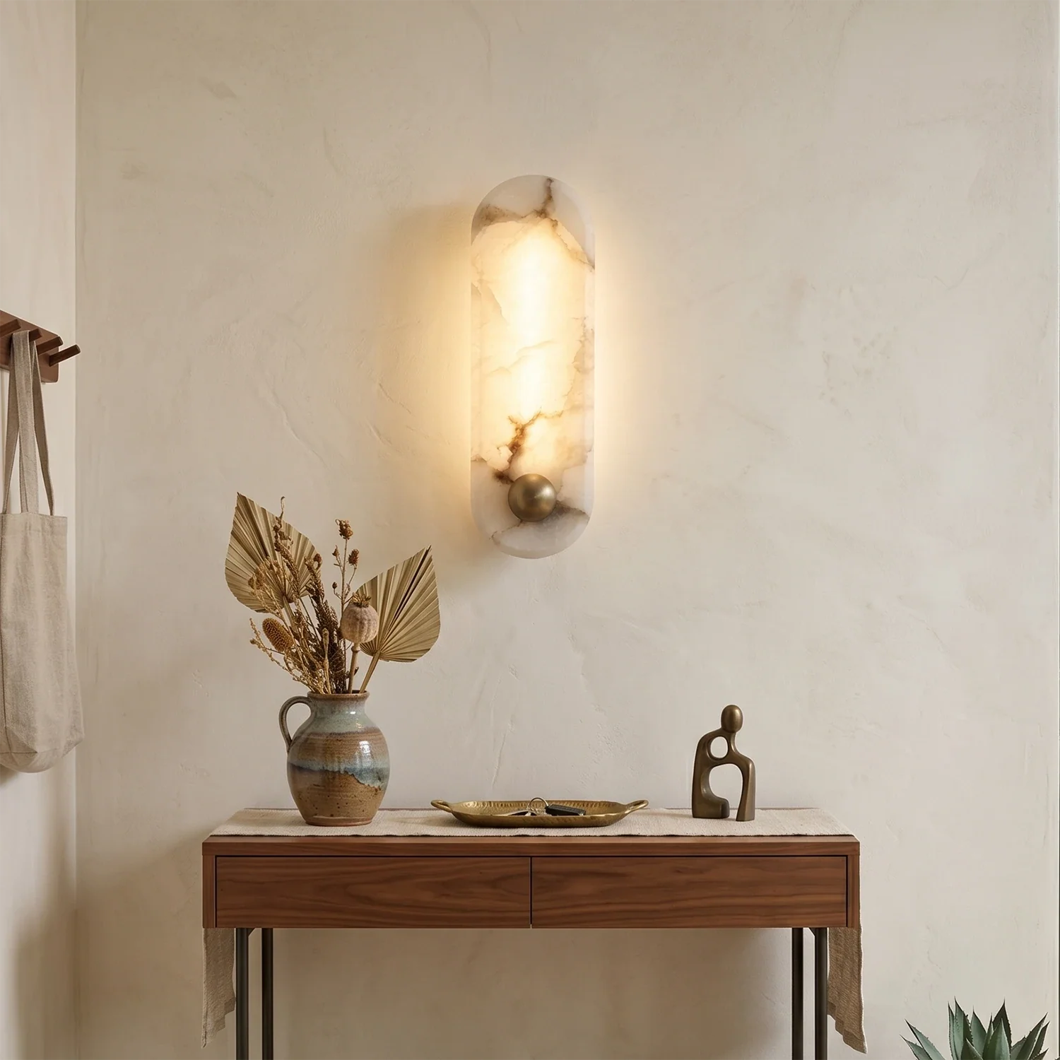 Contemporary Capsule Alabaster Wall Light
