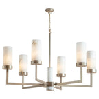 Contemporary Alabaster 6-arm Compass Chandelier by Bling Lighting Studio