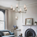 Contemporary Alabaster 6-arm Compass Chandelier by Bling Lighting Studio