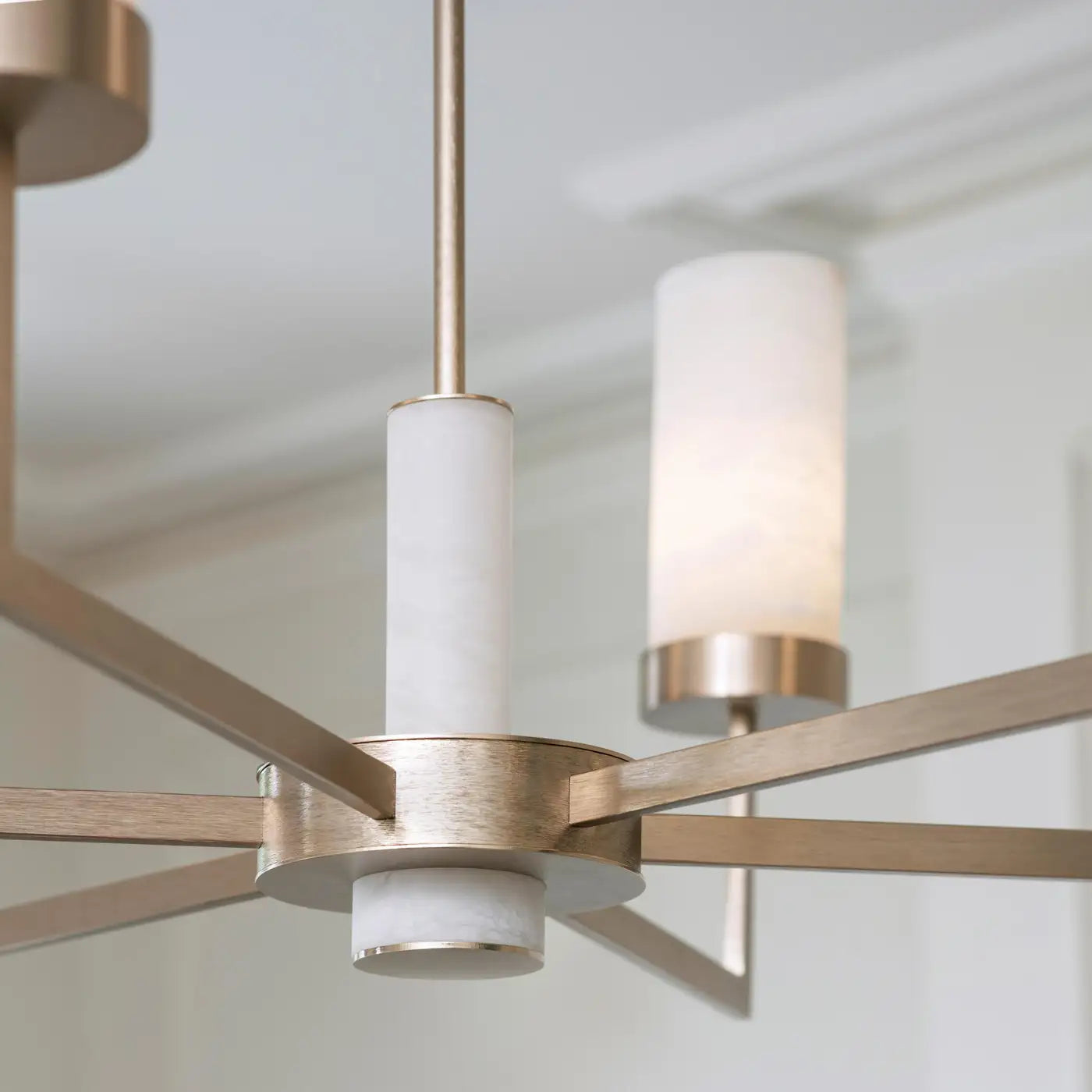 Contemporary Alabaster 6-arm Compass Chandelier by Bling Lighting Studio