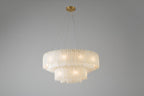 Contemporary Alabaster Cascade Tiered Chandelier by Bling Lighting Studio