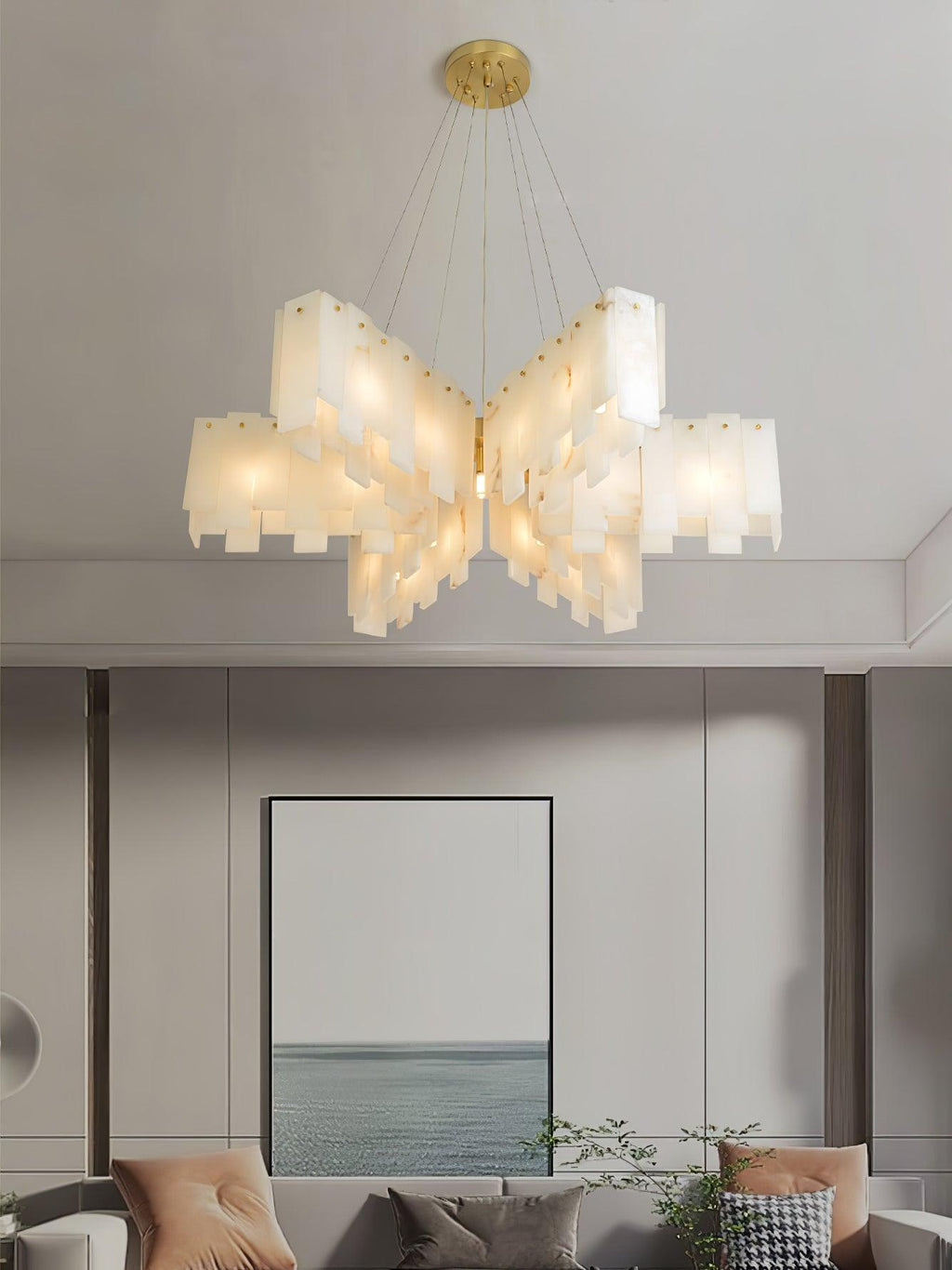 Contemporary Alabaster Cascade Tiered Chandelier product image