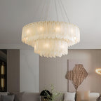 Contemporary Alabaster Cascade Tiered Chandelier product image