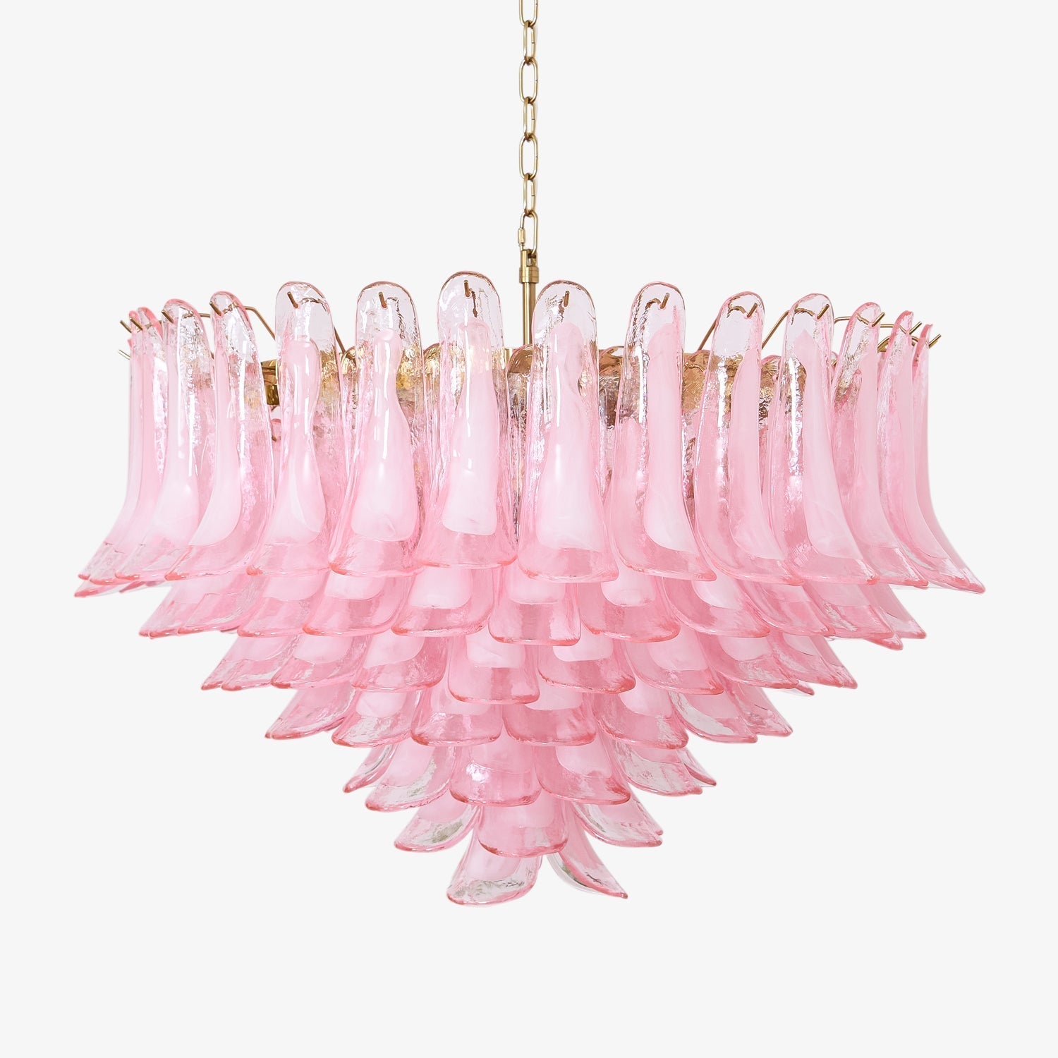 Contemporary Blush Pink Glass Murano Chandelier by Bling Lighting Studio
