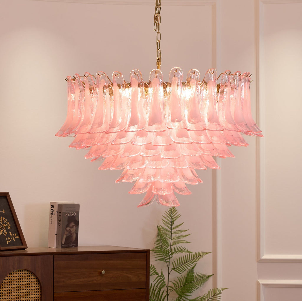 Contemporary Blush Pink Glass Murano Chandelier product image