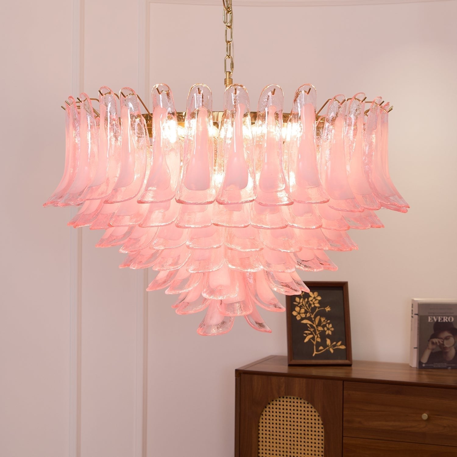 Contemporary Blush Pink Glass Murano Chandelier product image