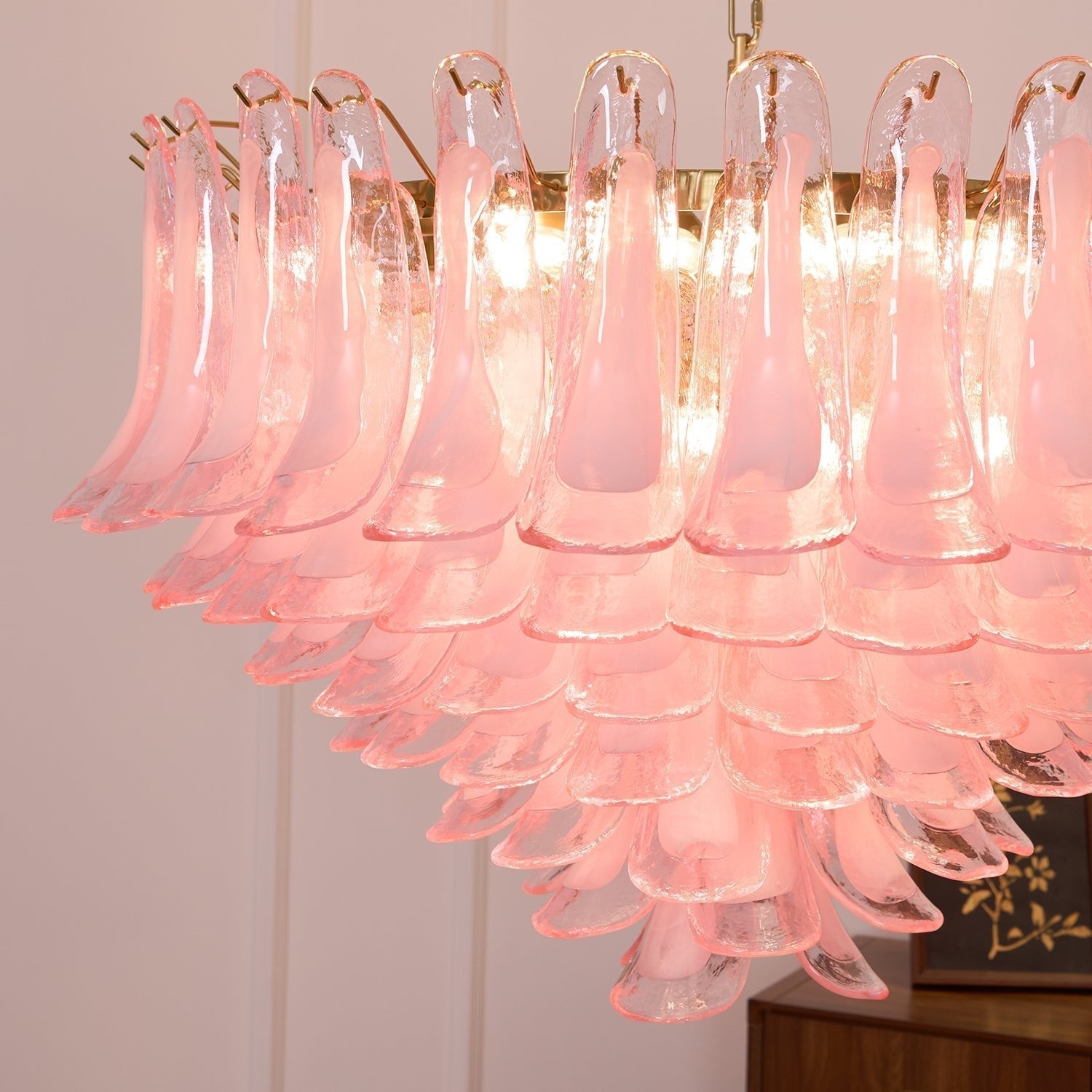Contemporary Blush Pink Glass Murano Chandelier product image