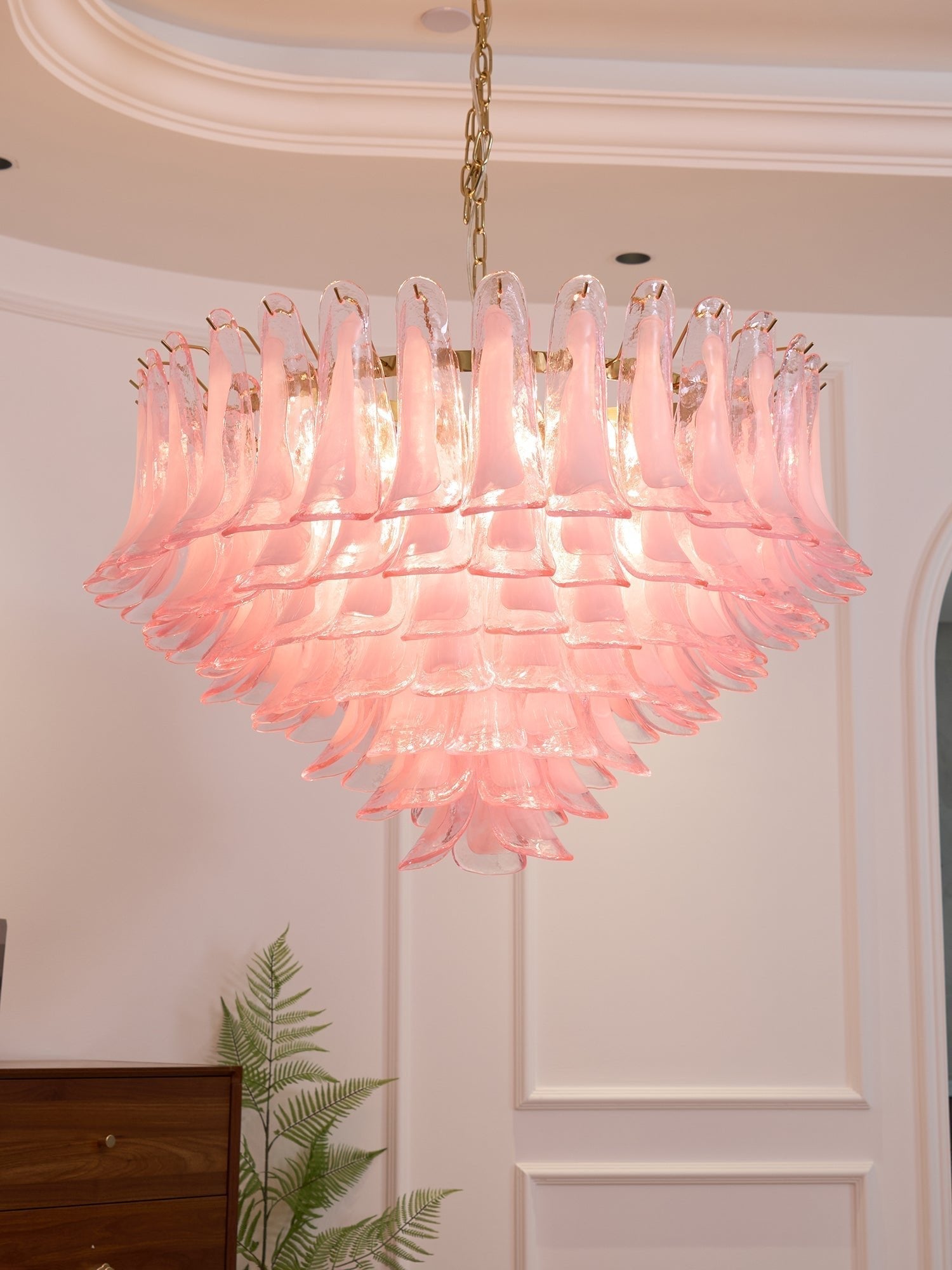 Contemporary Blush Pink Glass Murano Chandelier product image