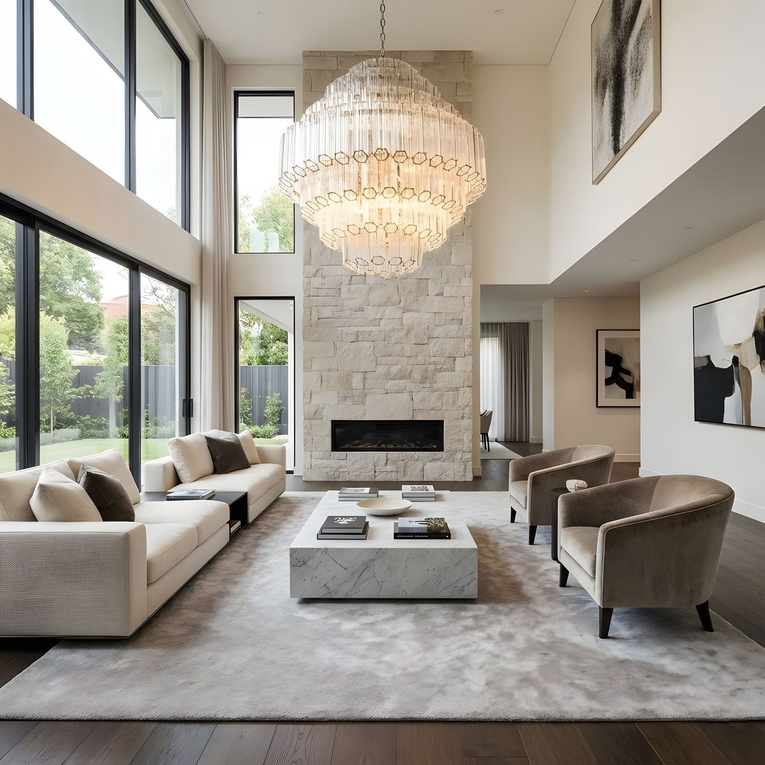 Contemporary Clear Grande Palermo Chandelier detail view