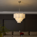 Contemporary Frosted Murano Tube Cascade Chandelier product image