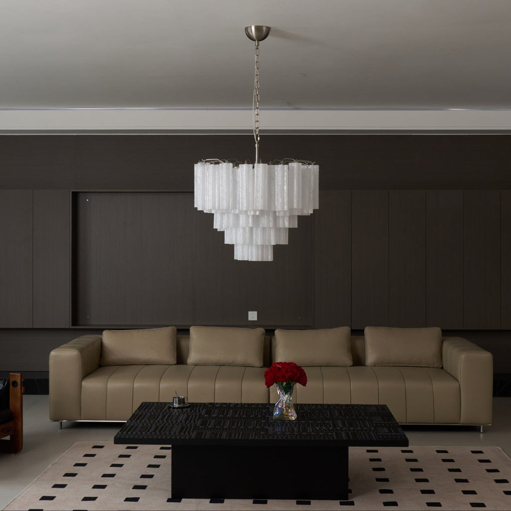Contemporary Frosted Murano Tube Cascade Chandelier product image