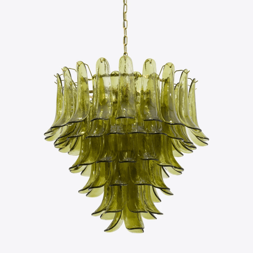 Contemporary Green Petalo Chandelier material and finish detail