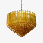 Contemporary Prism Murano Amber Glass Chandelier by Bling Lighting Studio
