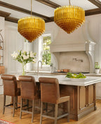 Contemporary Prism Murano Amber Glass Chandelier additional product view