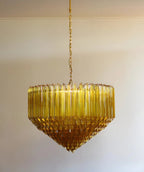 Contemporary Prism Murano Amber Glass Chandelier material and finish detail
