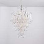 Contemporary White Cloud Glass Petals Chandelier detail view