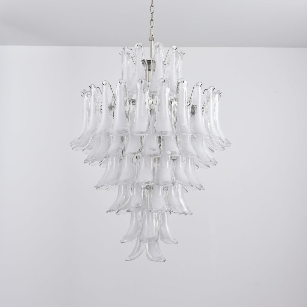 Contemporary White Cloud Glass Petals Chandelier material and finish detail