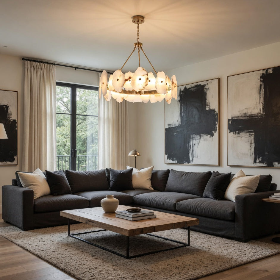 Corton Alabaster Brass Chandelier additional product view