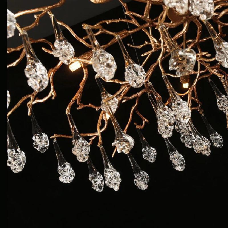 Creative Rose Crystal Branch Chandelier for Staircase material and finish detail