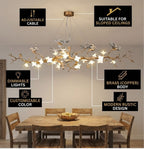 Crissy Branch Brass Bird Branch Linear Chandelier by Bling Lighting Studio
