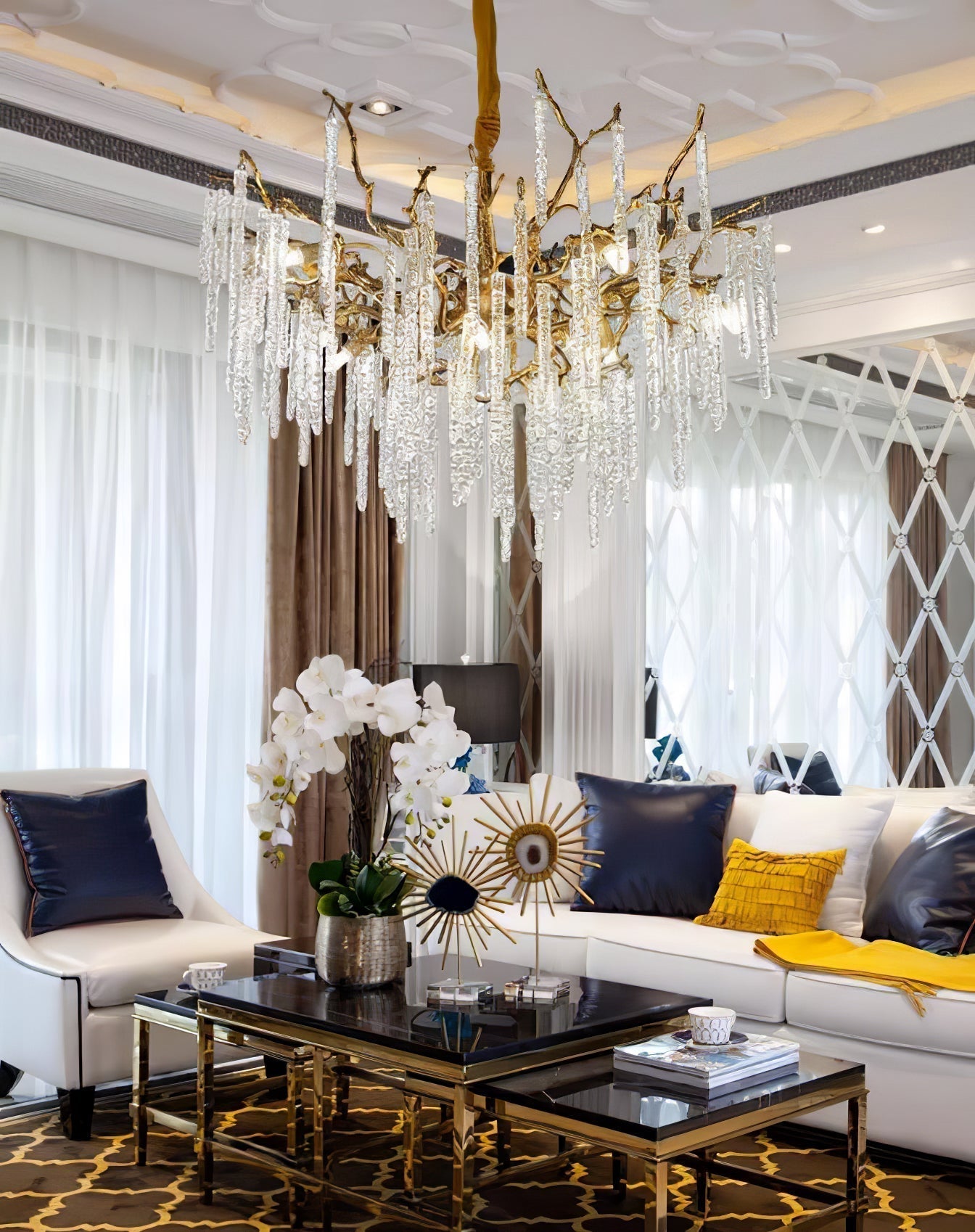 Crystal Icicles Branch Brass Chandelier product image
