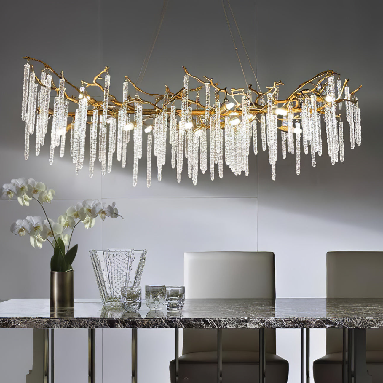 Crystal Icicles Branch Brass Chandelier product image