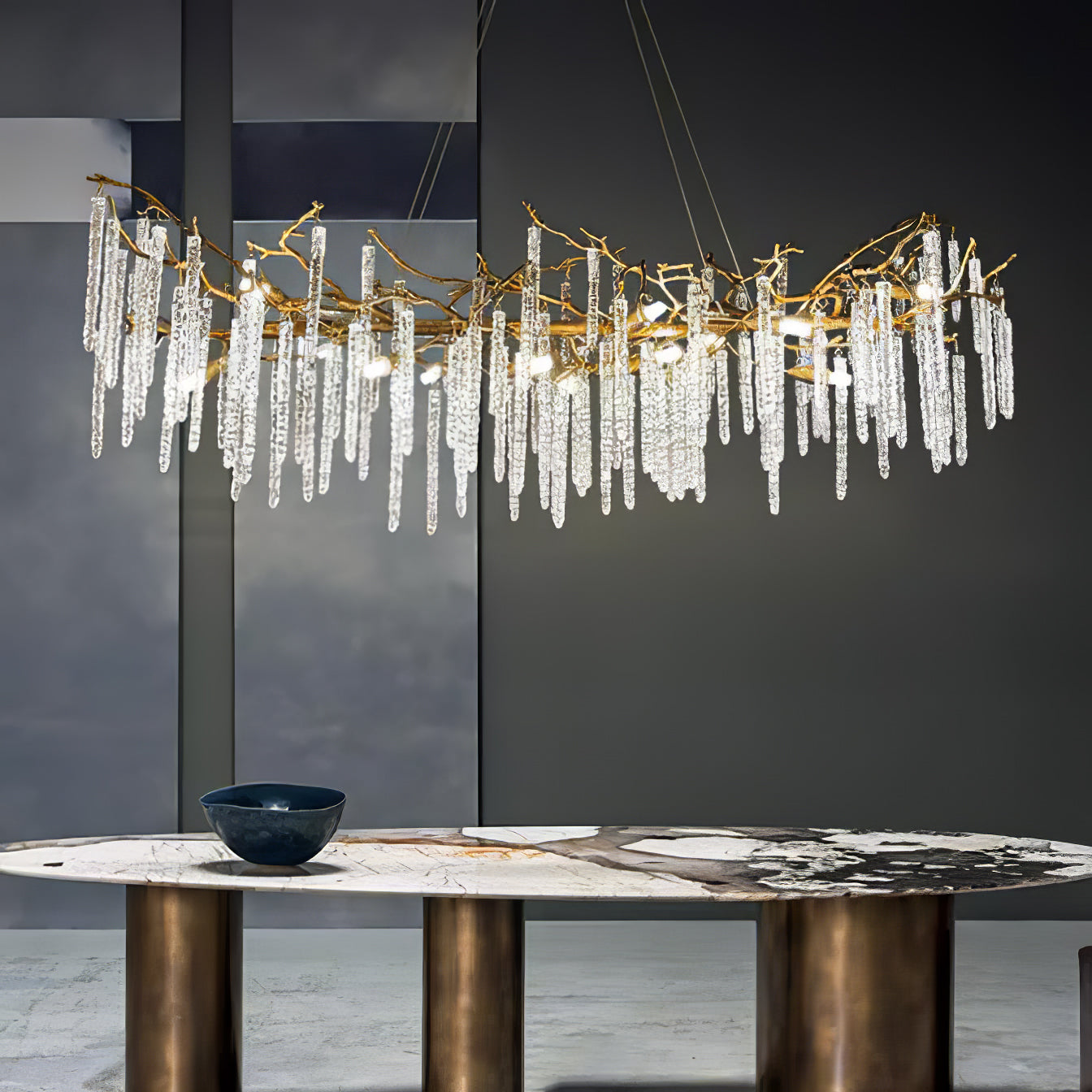 Crystal Icicles Branch Brass Chandelier product image