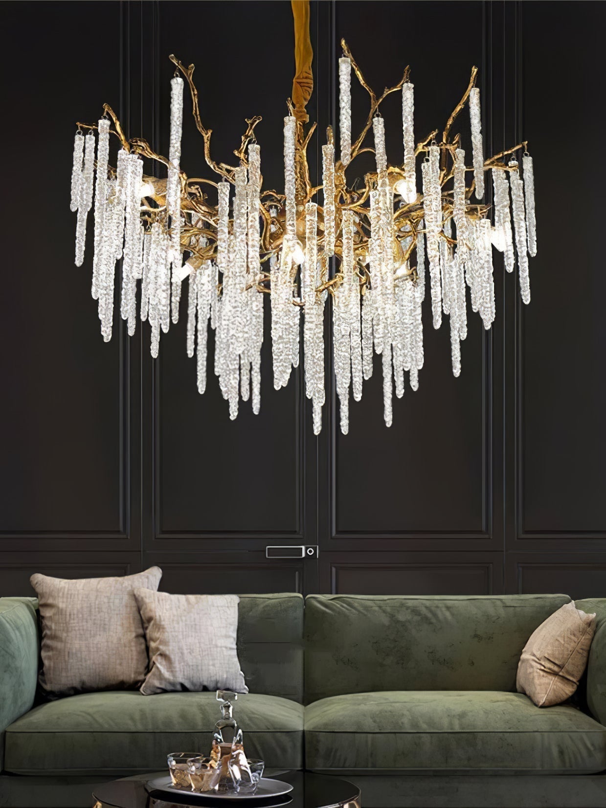 Crystal Icicles Branch Brass Chandelier product image