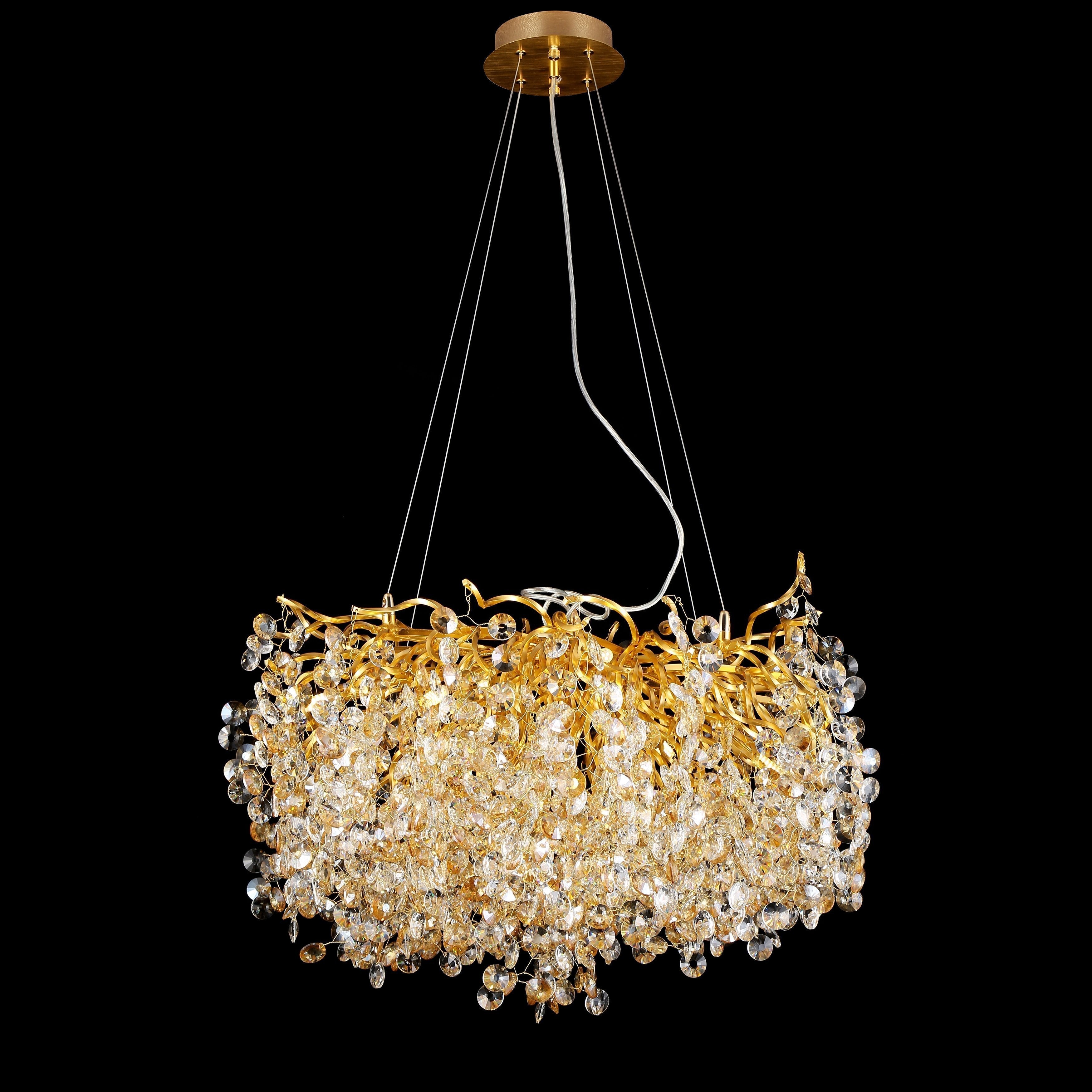 Crystal Quatre Round Branch Penny Chandelier by Bling Lighting Studio