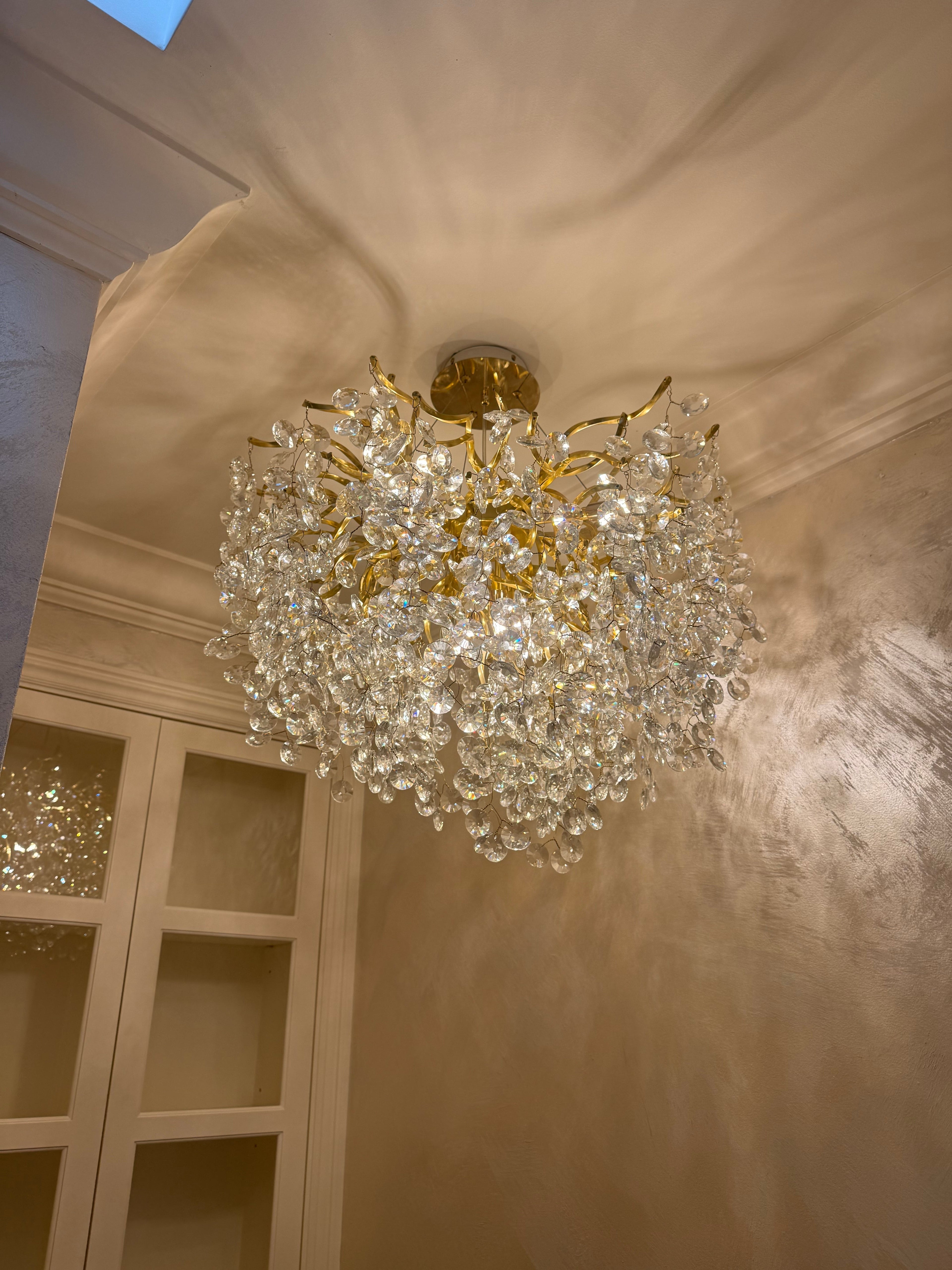 Crystal Quatre Round Branch Penny Chandelier by Bling Lighting Studio
