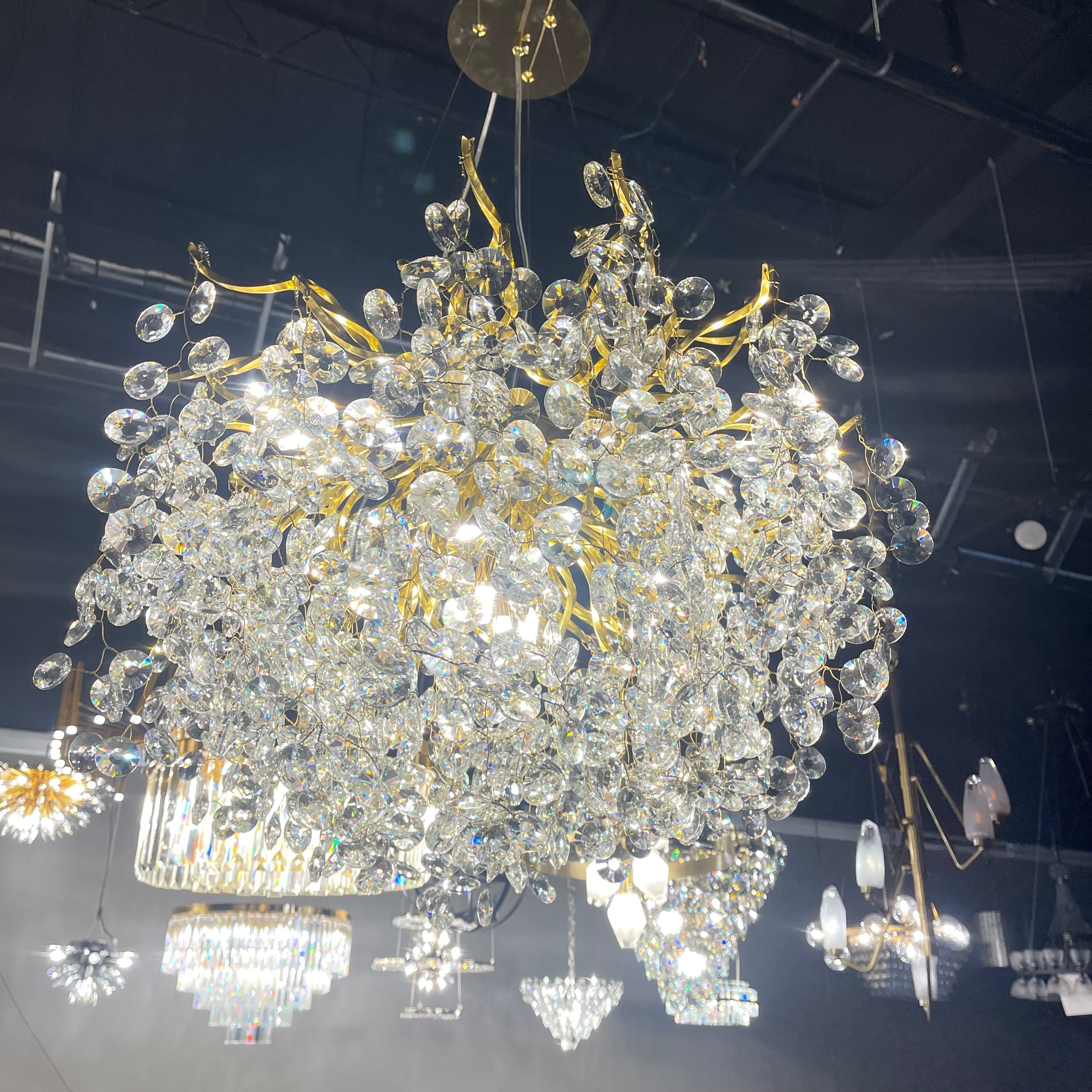 Crystal Quatre Round Branch Penny Chandelier by Bling Lighting Studio