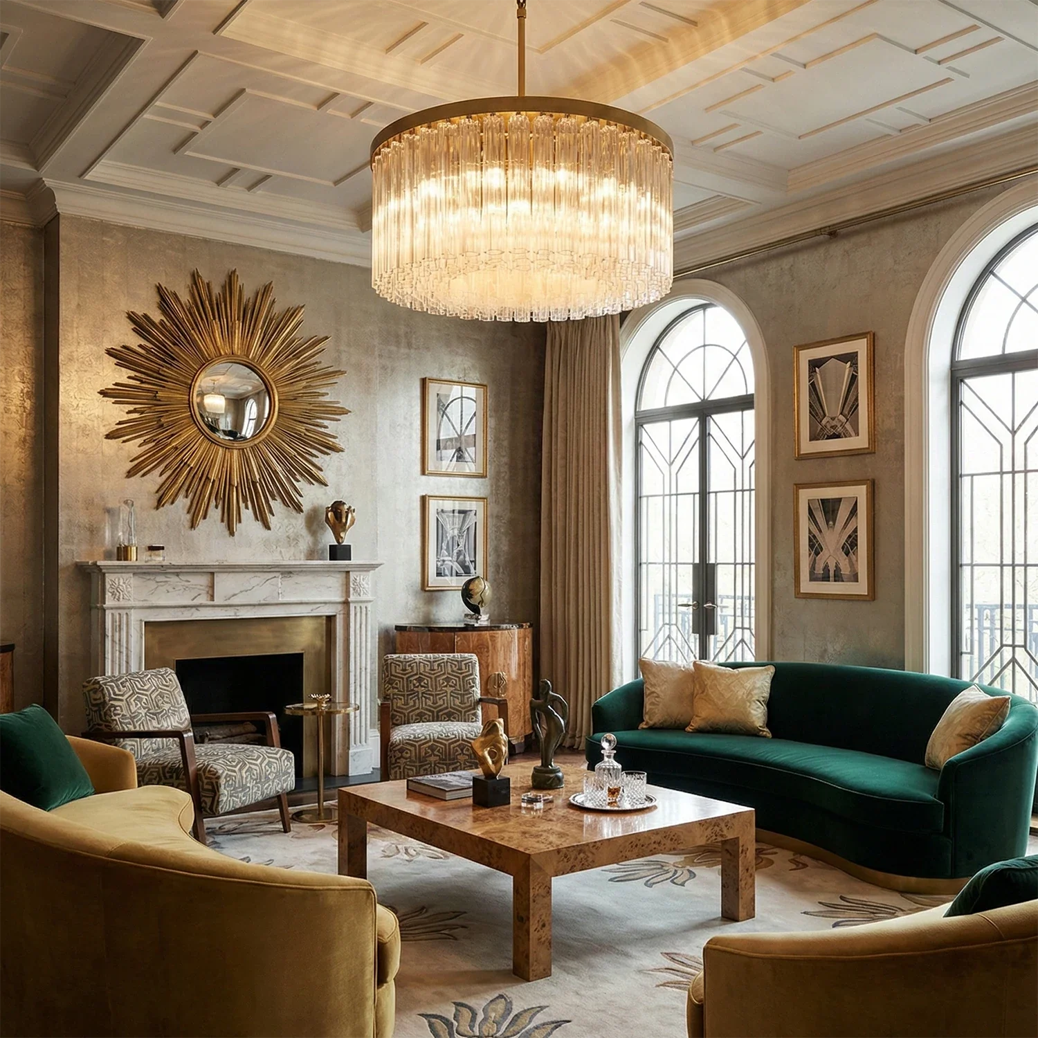 Murano Star Glass Brass Pendant Light by Bling Lighting Studio
